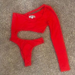 I.AM.GIA Red Asymmetrical Top